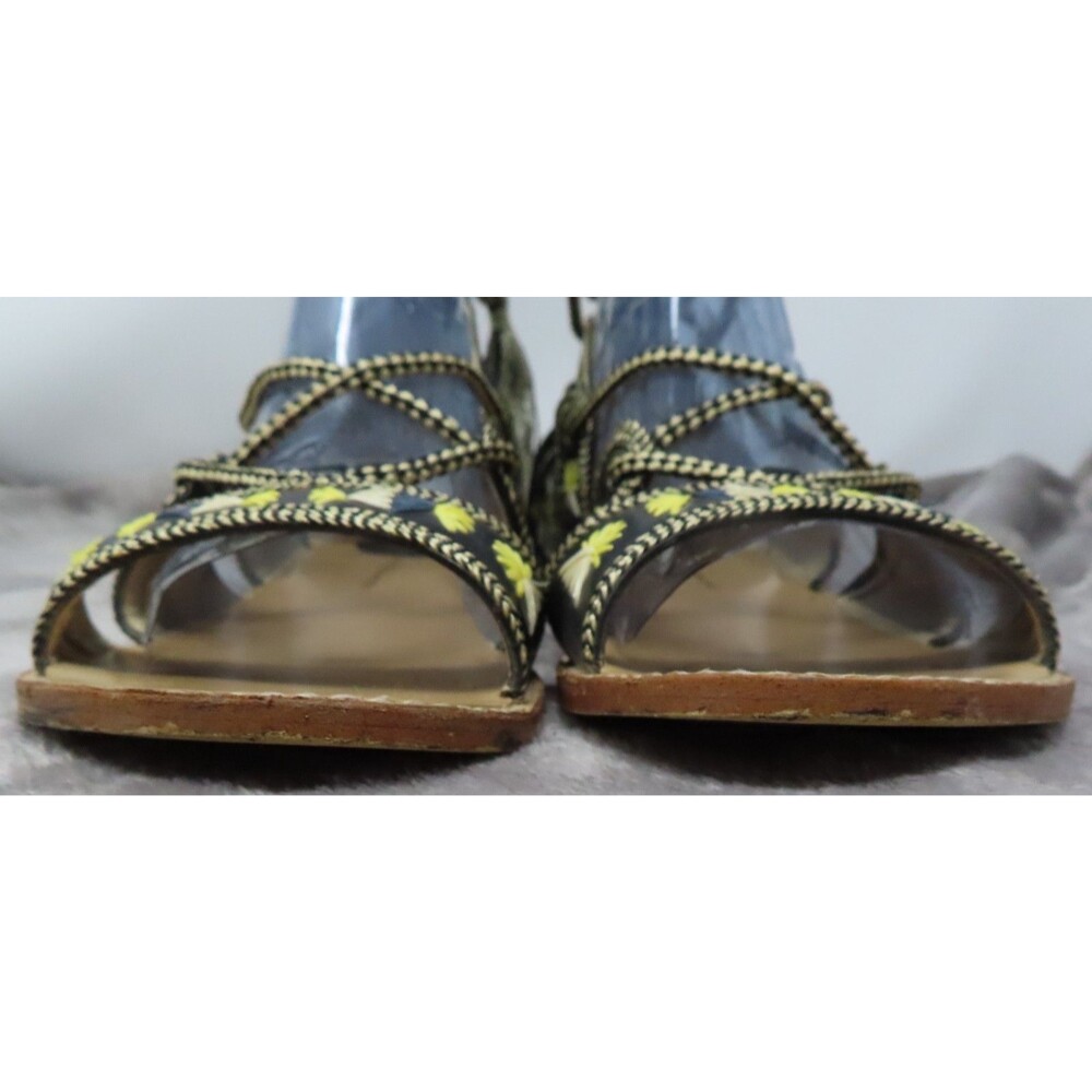 House of Harlow 1960 Leather Gladiator Sandals Lace Up Boho Raffia 39.5 US 9.5‎ - Picture 3 of 12